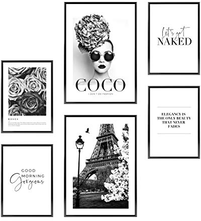 Heimlich® Premium Poster Set OHNE Bilderrahmen | 2 x DIN A3 & 4 x DIN A4 - ca. 30x42 & 21x30 | Stilvolle Poster Collagen mit passenden Bilder als Wanddeko » Coco Paris «