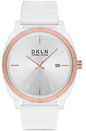 DANIEL KLEIN Herren-Armbanduhr aus Silikon DK.1.12650-1, Weiß/IP Pink.R.Gold, Armband