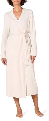 Amazon Essentials Accappatoio Leggero A Nido d'Ape A Tutta Lunghezza (Taglie Forti Disponibili) Donna, Beige, L