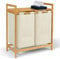 IDMarket - Panier à Linge 2 bacs Bambou BEA Tissu écru