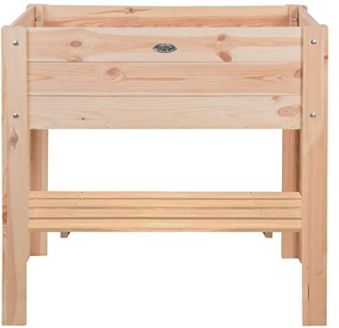 Hochbeet mit Ablage blank, Größe S, Pflanzkasten aus Holz; Kräuterbeet