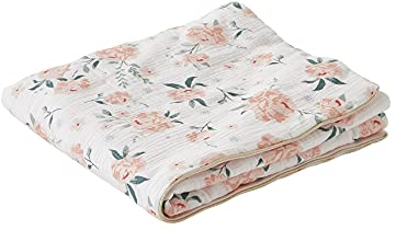 Vertbaudet Gestrickte Decke / Chiffon aus Baumwolle für Babys, Wasser, Hellrosa, glatt, mit Motiven, 75 x 100 cm