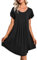 Ekouaer Chemise de Nuit Femme Grande Taille Casual Robe de Nuit Manches Courtes Vêtements de Nuit Devant Plissé, Noir, XL