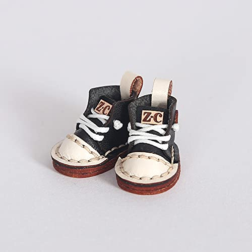 XiDonDon Ob11 Puppenschuhe Rindsleder Canvas Schuhe Puppenkleidung Schuhe Hohe Stiefel für Holala, OB, GSC, Body9,1/12bjd Puppenzubehör (Black)