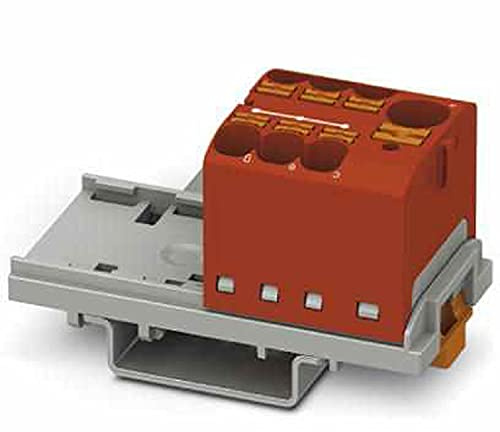 PHOENIX CONTACT PTFIX 10/6X4-NS35 RD Verteilerblock, 800 V, 63 A, Anzahl der Anschlüsse 7, Querschnitt 0,2 mm²-6 mm², AWG 24-10, Breite 28,6 mm, Rot, 8 Stück