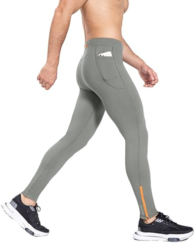 BALEAF Leggings Termici Uomo Invernali Pantalone Impermeabile da Ciclismo Corsa Paleastra con Tasche Grigio XL