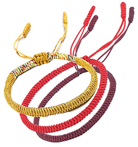PALMFOX Bracelet porte-bonheur tibétain bracelets tissés à la main hommes femmes corde rouge bracelets porte-bonheur pour la protection