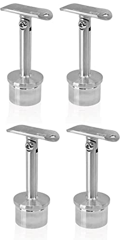 Handlaufstütze | Handlaufträger | Geländerhalterung | Edelstahl | Handlaufstütze für Pfosten stellbar Ø33,7mm x 4 Stück