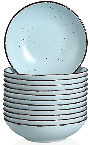 vancasso Suppenteller Steingut, MODA 12-teiliges Tiefteller Set, Pastateller, Nudelschalen, Suppenschalen, Salatschale, 800ml