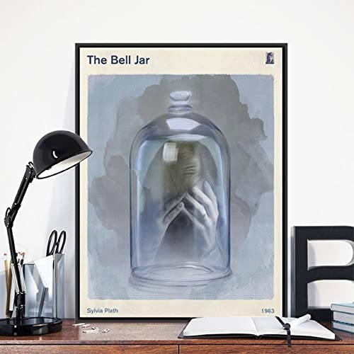 HWNU Leinwand Malerei Glocke Sylvia Plath Literarisches Buchcover Poster Druck Literatur Bücherwurm Bibliophile Wandkunst für Büro Küche Wohnkultur Rahmenlos (60cm x 80cm Unframed)