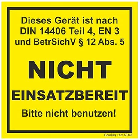 10x Gerät ist nach DIN 14406 Nicht Einsatzbereit Feuerlöscher defekt Aufkleber