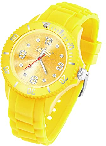 Taffstyle Armbanduhr Silikon Analog Quarz Uhr Farbige Sport Sportuhr Damen Herren Kinder Unisex 43mm Gelb