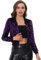 Allegra K Damen Party Glitzerjacke Bomberjacke Pailletten Glitzer Langarm Reißverschluss Club Kurze Jacke Lila M