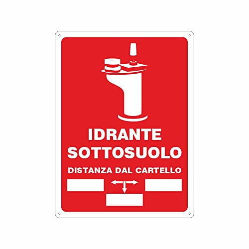 NEW CARTELLO SEGNALETICO - Idrante sottosuolo con distanza dal cartello - Adesivo Extra Resistente, Pannello in Forex, Pannello In Alluminio (PANNELLO IN ALLUMINIO 20X31 CM)