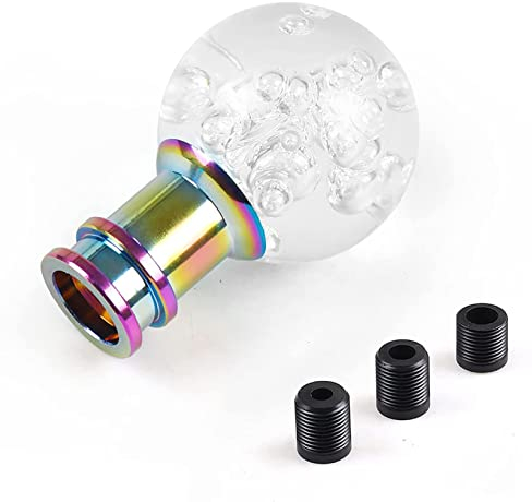 Torcarvh Schaltknauf runder Kugelschaltknauf, kristallklarer Bubble-Schalthebel, passend für Fahrzeuge mit Universal-Schaltgetrieb (Weiß)