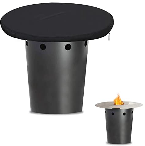 Fenghome Feuerplatte Abdeckung, 500D Wasserdicht Grillplatte Schutzhülle Für eine feuertonne mit grillplatte Ø83 / 103cm Winddicht Fassgrill Feuerplatten Platte Hülle-Schwarz (103x10cm)