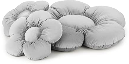 OLIFANT TOYS Flower Set Große Blumenboden Kissen, Plüsch bequemen Sitzkissen, Für Schlafzimmer Wohnzimmer Kinderzimmer, einzigartige Deko, weiche Kuschelkissen, Velours, Grau, 55 cm 98 cm