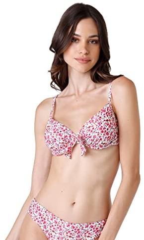 LOVABLE Reggiseno Ferretto Printed Knitted Micro Bikini, Rosa e Stampa Fiori, 34D Donna