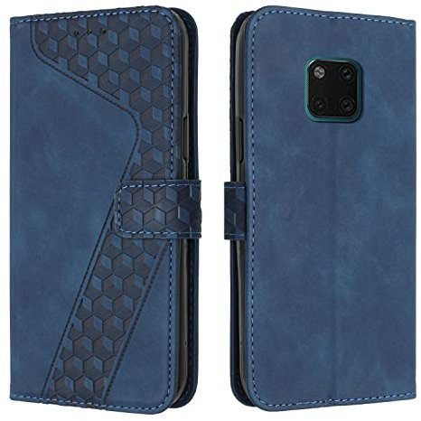 OKZone Kompatibel mit Huawei Mate 20 Pro Hülle, PU Leder Handyhülle Tasche Wallet Schutzhülle Huawei Mate 20 Pro, Flip Cover Klappbar Brieftasche Etui mit Magnet Kartenfach TPU Lederhülle (Blau)
