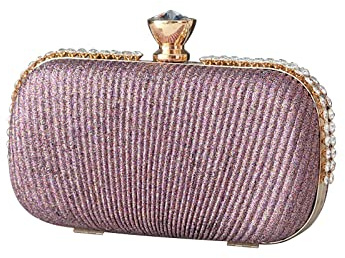 CORIOS Women Clutch Bag Rhinestone Evening Bag Bridal Wedding Bag Elegant Crossbody Bag Ladies Charming Glittering Handbag Shoulder Bag for Party Weeding Prom Banquet Cocktail Purple