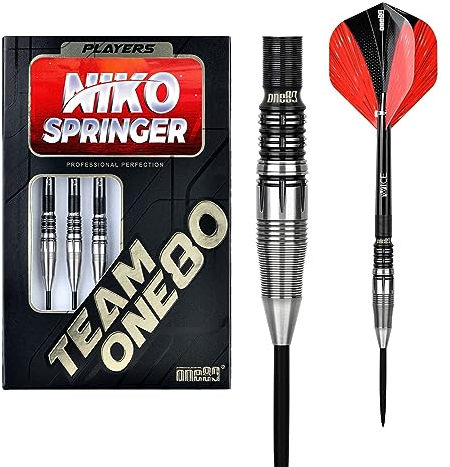 ONE80 Steel Dart Niko Springer Meenzer Bub Signature 90% Tungsten Steeltip Dart Steeldart Dartpfeile Set (24 Gramm)