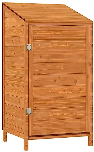 vidaXL Geräteschuppen Gartenhaus Schuppen Gerätehaus Lagerschuppen Satteldach Gartenschrank Pultdach Garten Braun 55x52x112cm Massivholz Tanne