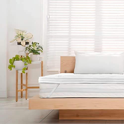 Mobiclinic® pro, Matratzenauflage, Doppelseitiges System für Sommer und Winter, 190 x 160 cm, Hochdichter Kern 25 kh/m3, Kabellos, 5cm dick, Topper Bett, Viscosoft atmungsaktiv, Natürliches leinen