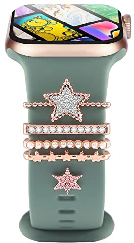 Anillos Decorativos de Diamantes Loops Compatibles con Apple Watch Bandas 38mm 40mm 41mm 42mm 44mm 45mm 46mm 49mm, Watch Correa Metal Charms Accesorios para iWatch Series 11 10 9 8 7 6 5 4 3 SE Ultra