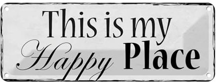 FEMER Blechschild Spruch 27x10cm This is My Happy Place Dekoration