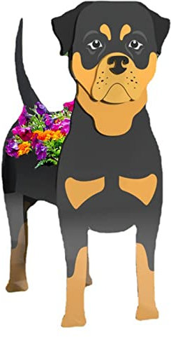 TTiiLoe Niedliche Hunde-Pflanzgefäße, Rottweiler-Pflanzgefäße, PVC-Kräutergarten-Blumentöpfe, Cartoon-Hunde-Pflanzgefäße, Geschenke für Tierliebhaber, 24x18cm/9.44x7.08in