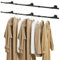 YheenLf Kleiderstangen Industrial, 2er Set, 150cm Kleiderstange Wandmontage, Platzsparenders Garderobenständer, küchenregal wand, Einfache Montage, wandhalterung kleidung, Schwarz