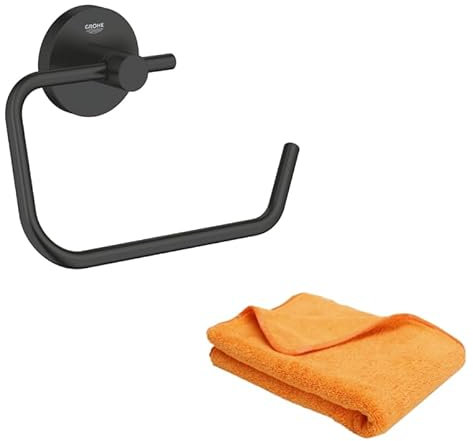 GROHE Dérouleur de Papier Mural WC Start Noir Mat + Microfibre