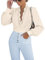 CUPSHE Damen Bodysuit Tiefer V Ausschnitt Spitzenbesatz Langarm Raffungen Bodies Casual Langarmshirt Unterziehbody Blusenbody Tops Warmes Elfenbein M