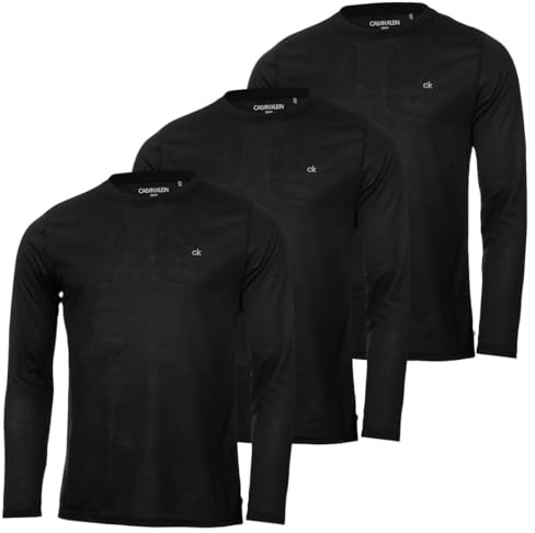 Calvin Klein Mens 2026 Long Sleeve 3 Pack Breathable Wicking T-Shirt