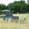 casa.pro Gartenmöbel-Set Anzi 4-TLG. Outdoor Sitzgruppe Schwarz Balkonmöbel Set aus 1 Tisch, 1 Bank, 2 Stühle Terrasse Loungemöbelset wetterfest