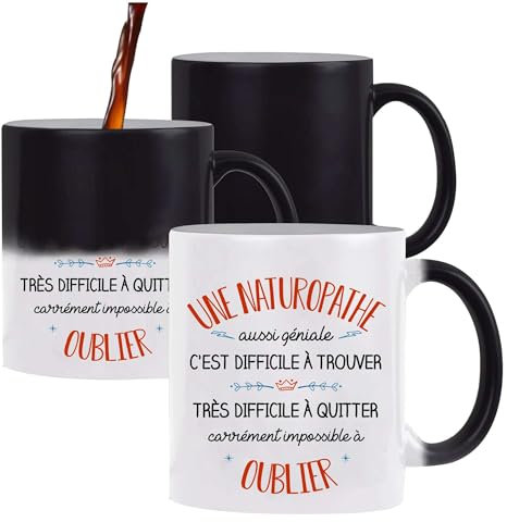 Planetee Tasse Magique Naturopathe aussi géniale | Mug qui change couleur avec la chaleur | Idée Cadeau Travail Métier Départ Retraite Collègue Anniversaire Noël