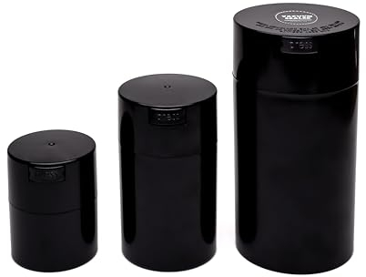Cannabising Black Airtight Vacuum Sealed Kitchen Storage Jar Set | Negative Air Suction Technology | Light & Durable | Storage Jar | Smell Resistent Container | Coffee Storage Jar