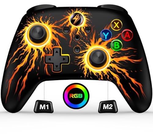 Controlador de conmutación para Switch/Lite/OLED, Android, iOS, PC, controlador con aspecto RGB, programable, turbo, función de despertador, palanca de mando precisa, vibración dual