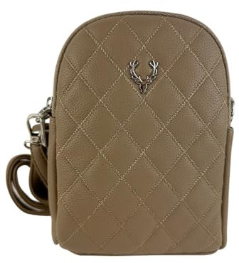 Trachten Handtasche Emma | Dirndl Umhängetasche mit Hirsch Applikation (Braun)
