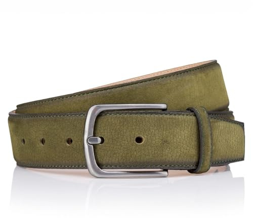 LINDENMANN Premium Nubuk-Ledergürtel Handmade in EU 40 mm grün, Farbe/Color:grün, Size US/EU:Bundweite 110 cm Gesamtlänge 125 cm W 43.3 XL