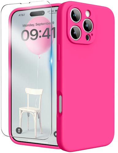 INGIDO for iPhone 16 Pro Max Case, Liquid Silicone Case with Camera Protection Soft Gel Rubber Cover with Microfiber Lining Shockproof Protective Phone Case for iPhone 16 Pro Max 6.9 (Hot Pink)
