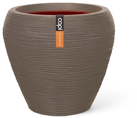 Capi Europe - Gefäß konisch rund Rib NL - 42x38 - Warm Taupe - Öffnung Ø31 - Blumentopf für den Innen- und Außeneinsatz - KWTR362