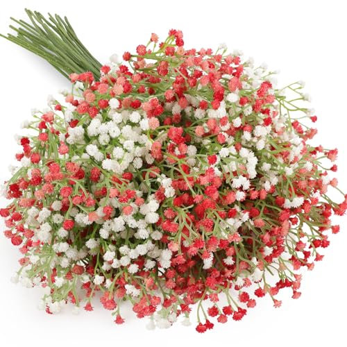 N&T NIETING Gypsophila Lot de 15 fleurs artificielles pour bouquet de mariage, fête, centre de table, arrangements floraux et décoration d'intérieur (rose et blanc)