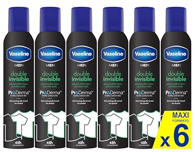 Vaseline Double Invisible (Herren) Pro-derma Antitranspirant Spray 250 ml | 48h Schweißschutz und langanhaltende Frische 6er-Pack