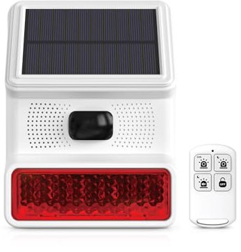 XNY Wetterbeständig Alarmanlage Aussen, Solar Bewegungsmelder Alarm, PIR Bewegungsmelder Aussen Wasserdicht mit Fernbedienung, 120db, Alarmanlage für Haus, Wohnung, Bauernhof, Villa