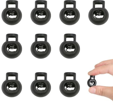 SHPUJUN Kordelstopper Schnürsenkel Verschluss,Schnürsenkel Schnellverschluss Schuhe,Paracord Zubehör Federschnalle,Federschnurschlösser Schnürsenkel Stopper (10 einzelnes Loch)