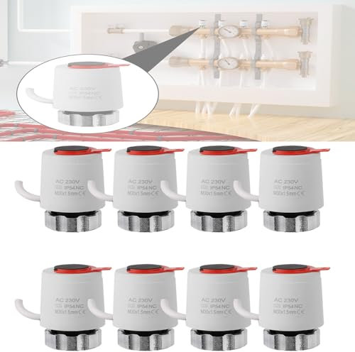 Stellantrieb Fussbodenheizung, Stellmotor Fussbodenheizung 230v, 8 x Elektrisches Stellantriebsventil,M30x1,5 NC Stellmotor für Fußbodenheizung,Fußbodenheizung Ventil für Heizkreisverteiler