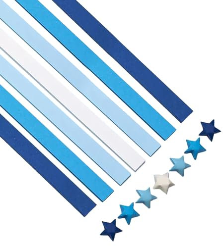 Lonwiner Set di 1350 strisce di carta a forma di stella, 7 costellazioni stampate, strisce di carta origami, strisce di carta portafortuna (blu, 1350 pezzi)