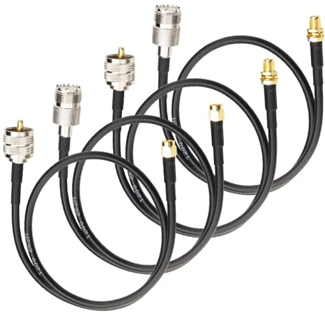 Boobrie 4 cavi da SMA a UHF da 50 cm, kit SMA a PL259 SO239 0 – 6 GHz, Low Loss UHF SO239 PL259, prolunga CB cavo antenna radio LMR200 equivalente, migliore di RG58