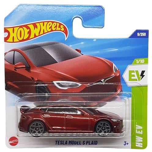 Hot Wheels - Tesla Model S Plaid - HW EV 1/10 - HYW86 - Short Card - Druckgussmodell 1/64 - dunkelrot - Mattel 2025-1:64